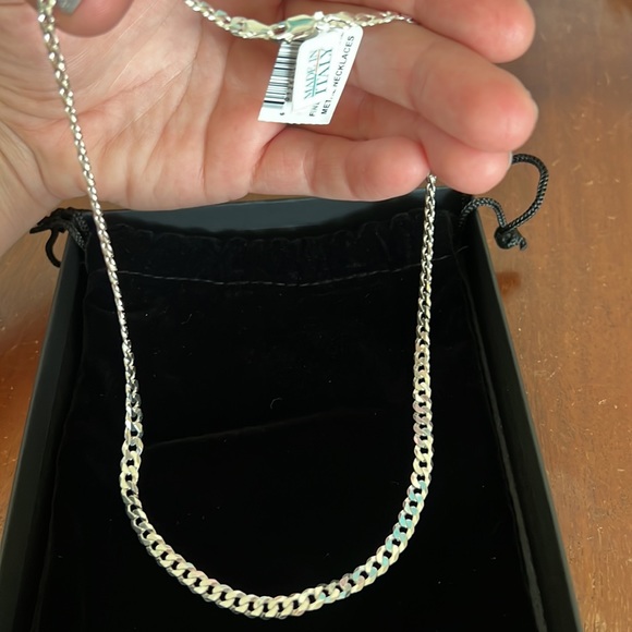 NWT Giani Bernini Flat Curb Link Chain Necklace 18" in Sterling Silver - Picture 5 of 8